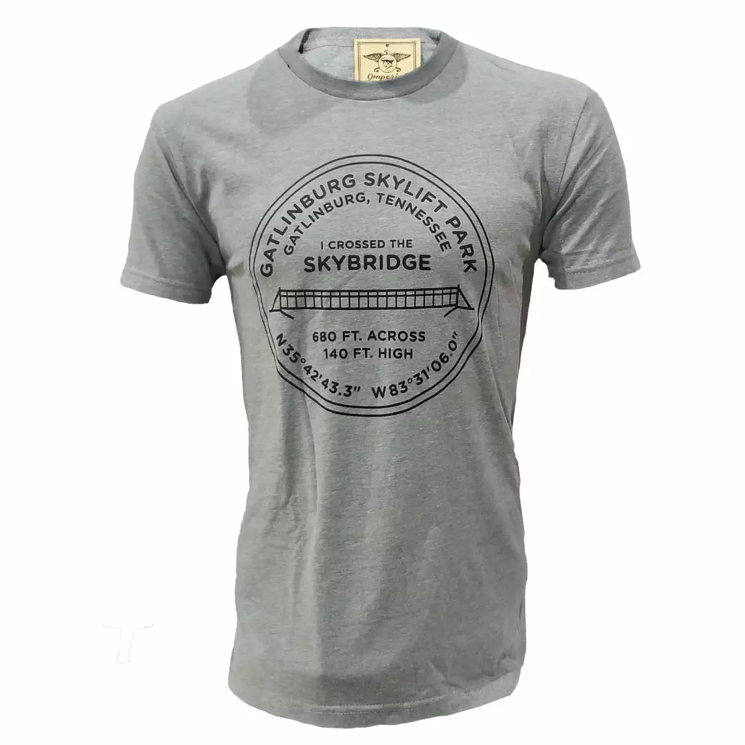 I Crossed The Skybridge In Gatlinburg Men Tee Medallion Stat Artwork Imperial 3 Imperial Mens I Crossed The SkyBridge In Gatlinburg Medallion Stats Artwork Tee